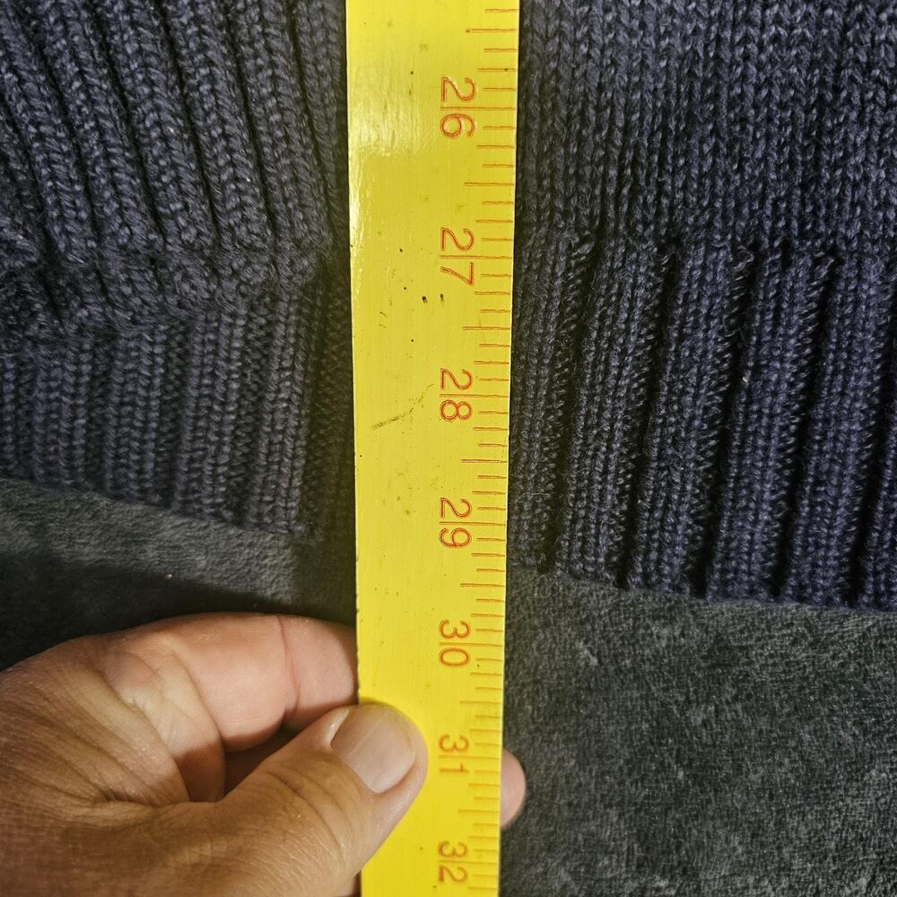 Polo Ralph Lauren Sweater Mens XL Navy Blue Quarter Zip Mock Neck Cotton Knit - Picture 8 of 9